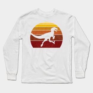 Utahraptor or Velociraptor Synthwave Sunset Sunrise Dinosaur Long Sleeve T-Shirt